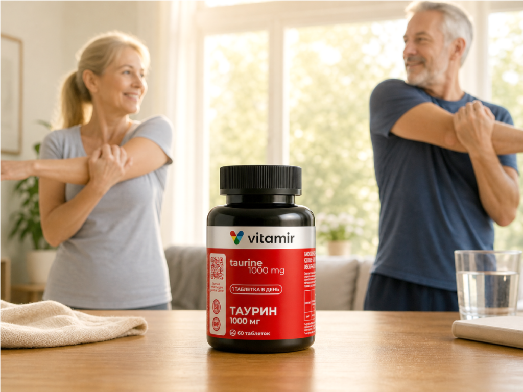 Таурин 1000 VITAMIR PRO 60 таблеток для поддержки нервной системы и сердца